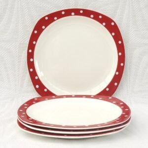 Vintage Midwinter Red Domino x4 Side Tea Plates 50s 60s Image