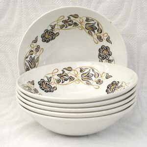 Vintage Poole Pottery Desert Song x6 Cereal Bowls 1960s Image