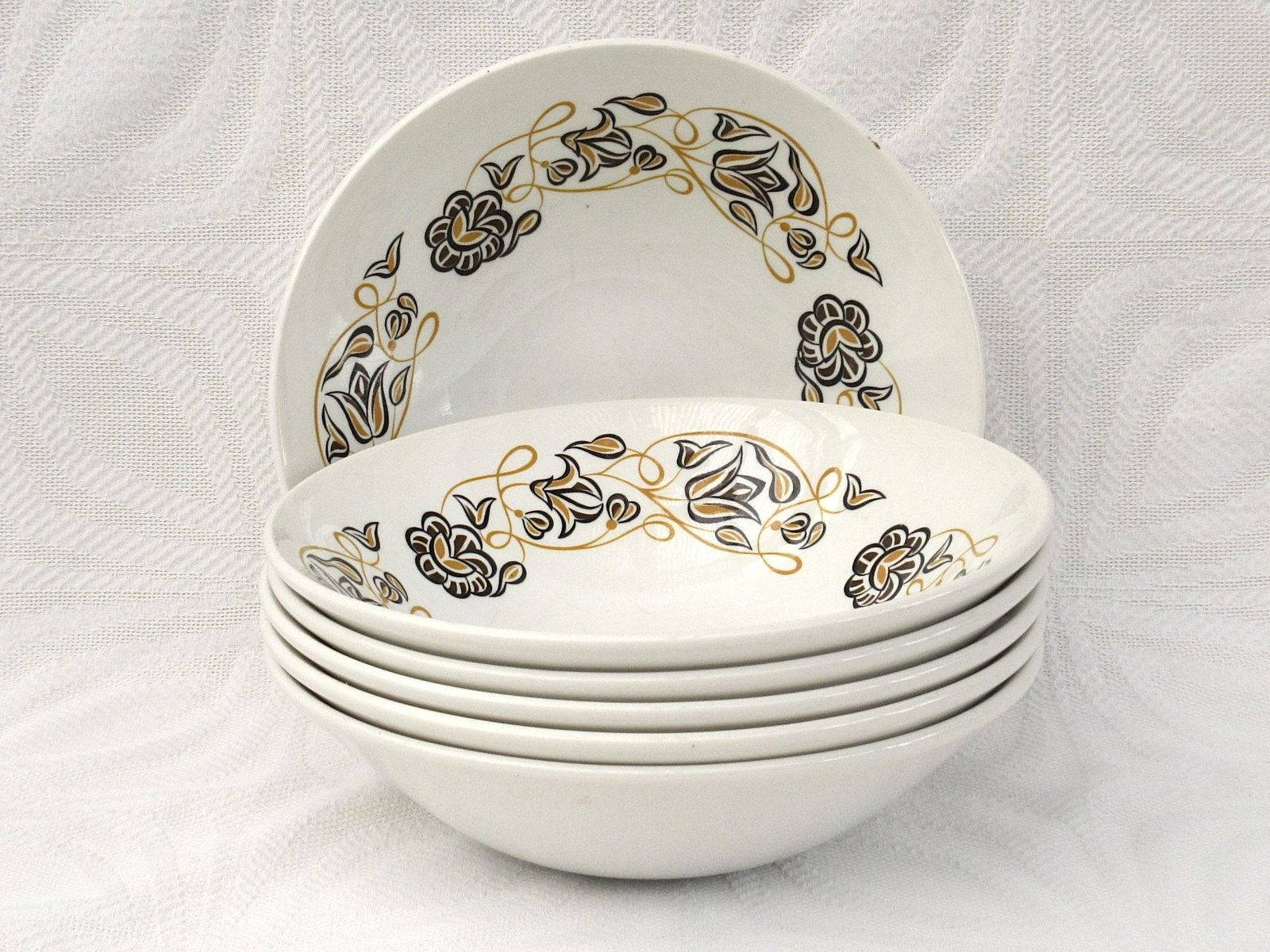 Vintage Poole Pottery Desert Song x6 Cereal Bowls 1960s Image