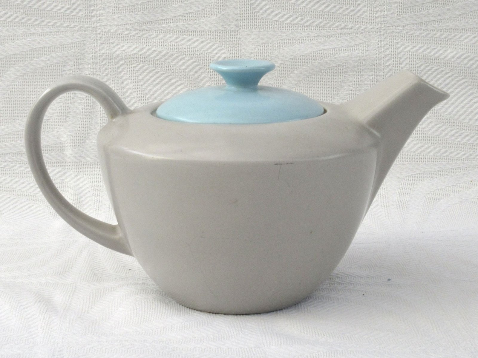 Vintage Poole Pottery Twintone Teapot Small Blue Grey 1960s - Image 2