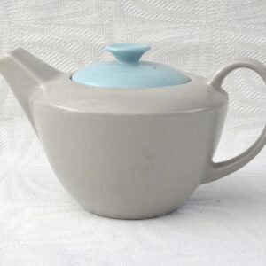 Vintage Poole Pottery Twintone Teapot Small Blue Grey 1960s Image