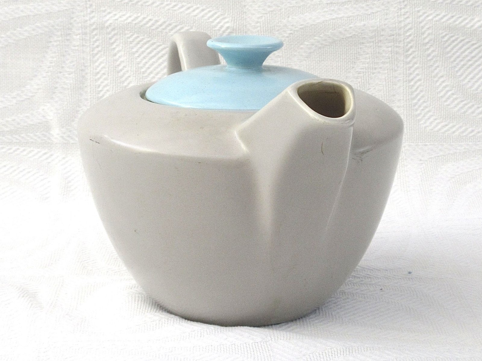 Vintage Poole Pottery Twintone Teapot Small Blue Grey 1960s - Image 4