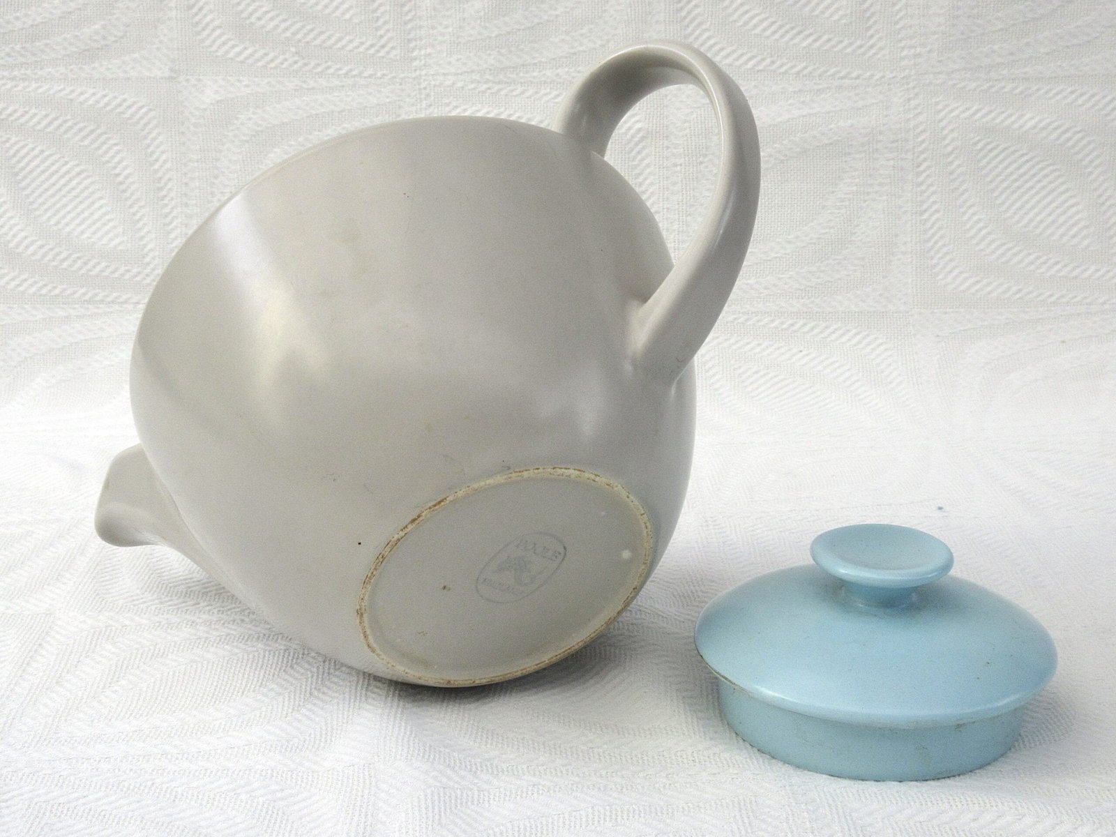 Vintage Poole Pottery Twintone Teapot Small Blue Grey 1960s - Image 3