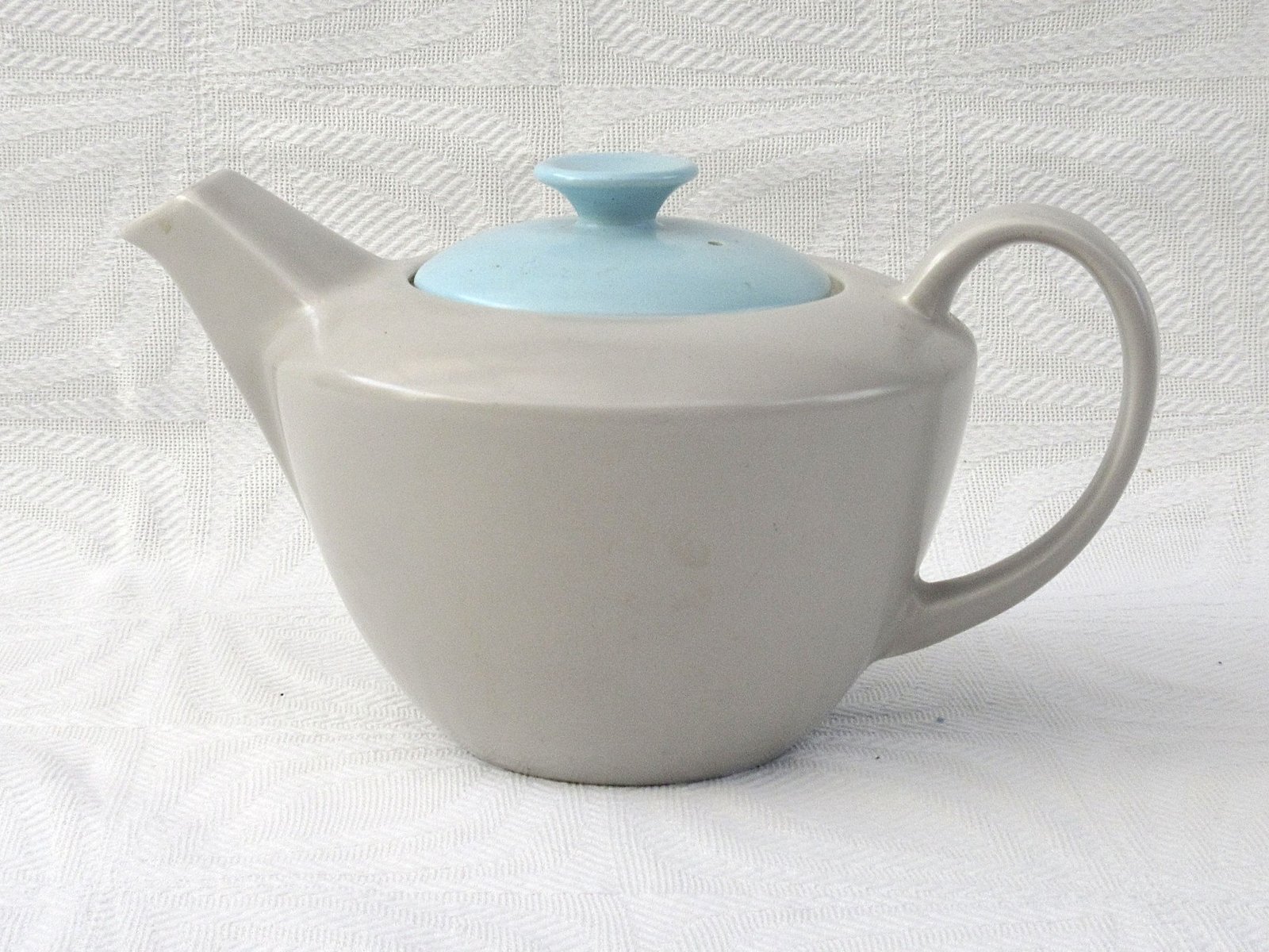 Vintage Poole Pottery Twintone Teapot Small Blue Grey 1960s Image