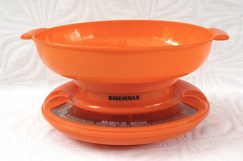 Vintage Soehnle Orange Plastic Culina Kitchen Scales Round 1970s Image