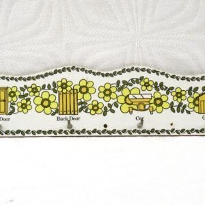 Vintage Taunton Vale Yellow Daisy Melamine Key Hooks Wall Mounted 1970s Image