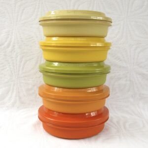 Vintage Tupperware Seal N Serve Bowls Set x5 Colours 1970s Image