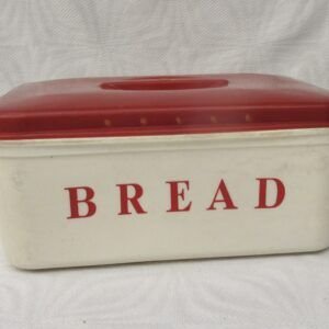 Vintage Stewart Plastics Bread Bin Red White 1960s Image