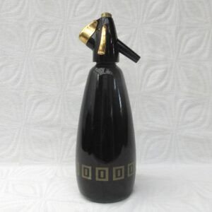 Vintage Sparklets Soda Syphon Black Gold Greek Key 1970s Image