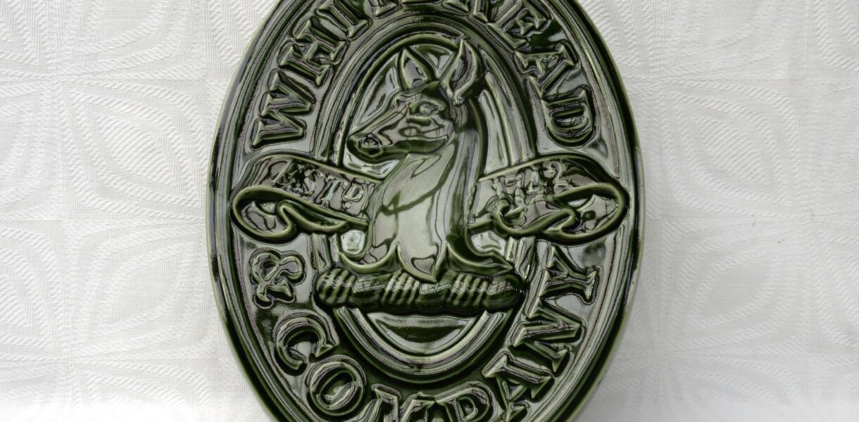 Vintage Whitbread & Co Pub Large Wall Plaque Green Ceramic Brewerania 1970s Image