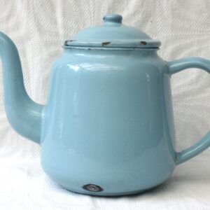 Vintage Blue Enamel Tea Coffee Pot Camping Campervan Image