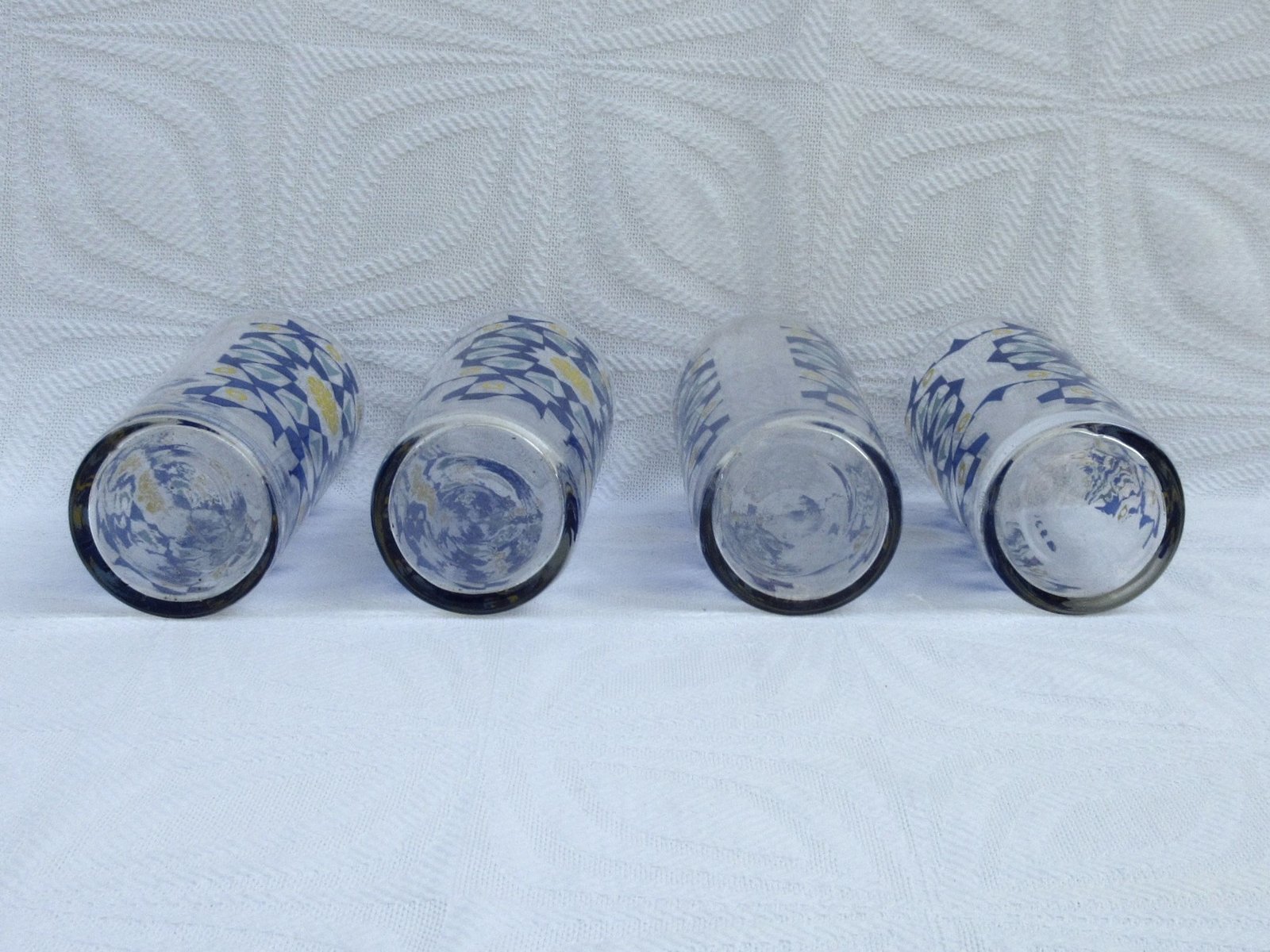 Vintage Hi Ball Glasses x4 Blue Atomic Star Design 60s 70s - Image 3