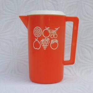 Vintage Plastic Pitcher Jug Orange Fruits Summer Drinks 1970s Image