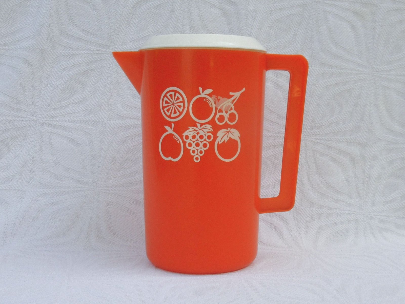 Vintage Plastic Pitcher Jug Orange Fruits Summer Drinks 1970s Image