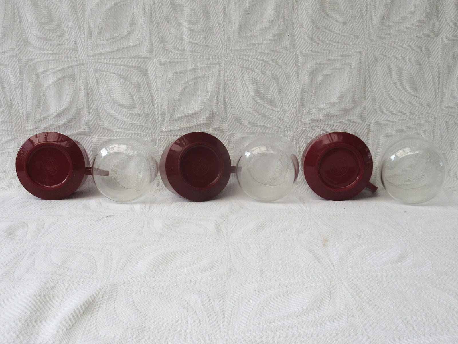Vintage Pyrex Drink Up Cups x3 Maroon Red 70s 80s - Image 6