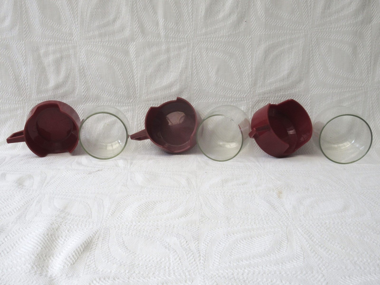 Vintage Pyrex Drink Up Cups x3 Maroon Red 70s 80s - Image 7