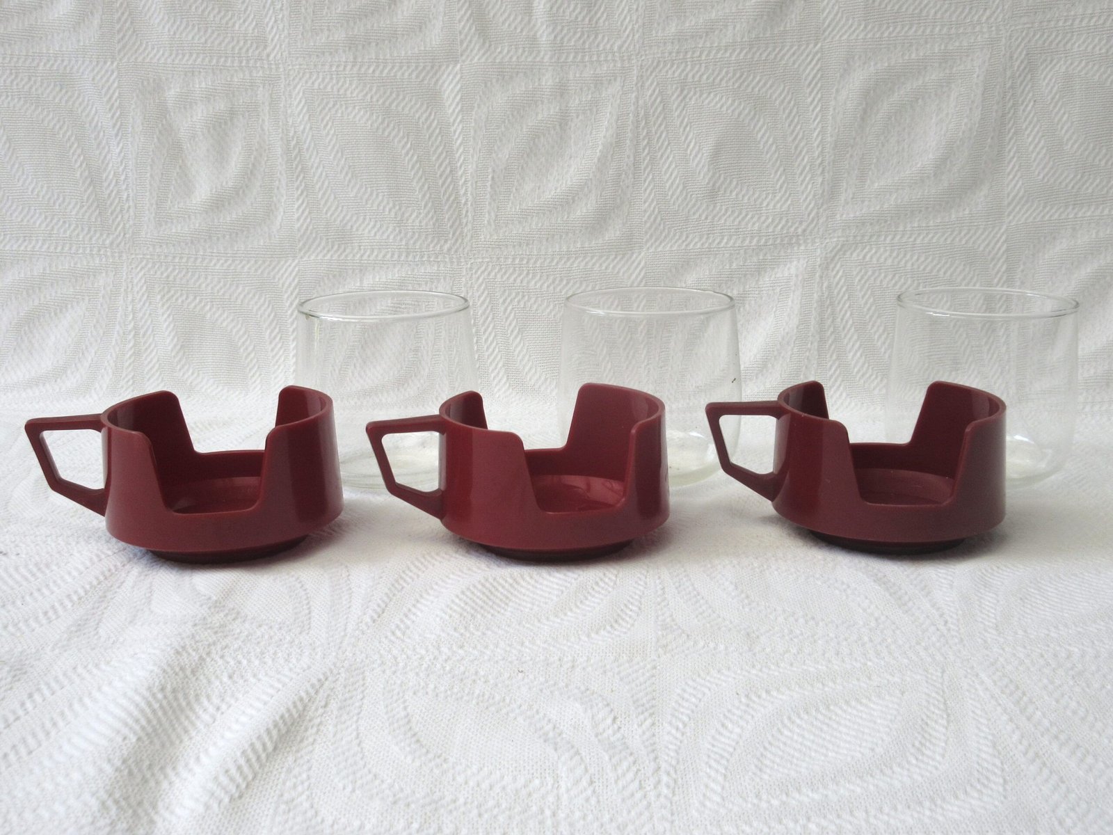 Vintage Pyrex Drink Up Cups x3 Maroon Red 70s 80s - Image 5