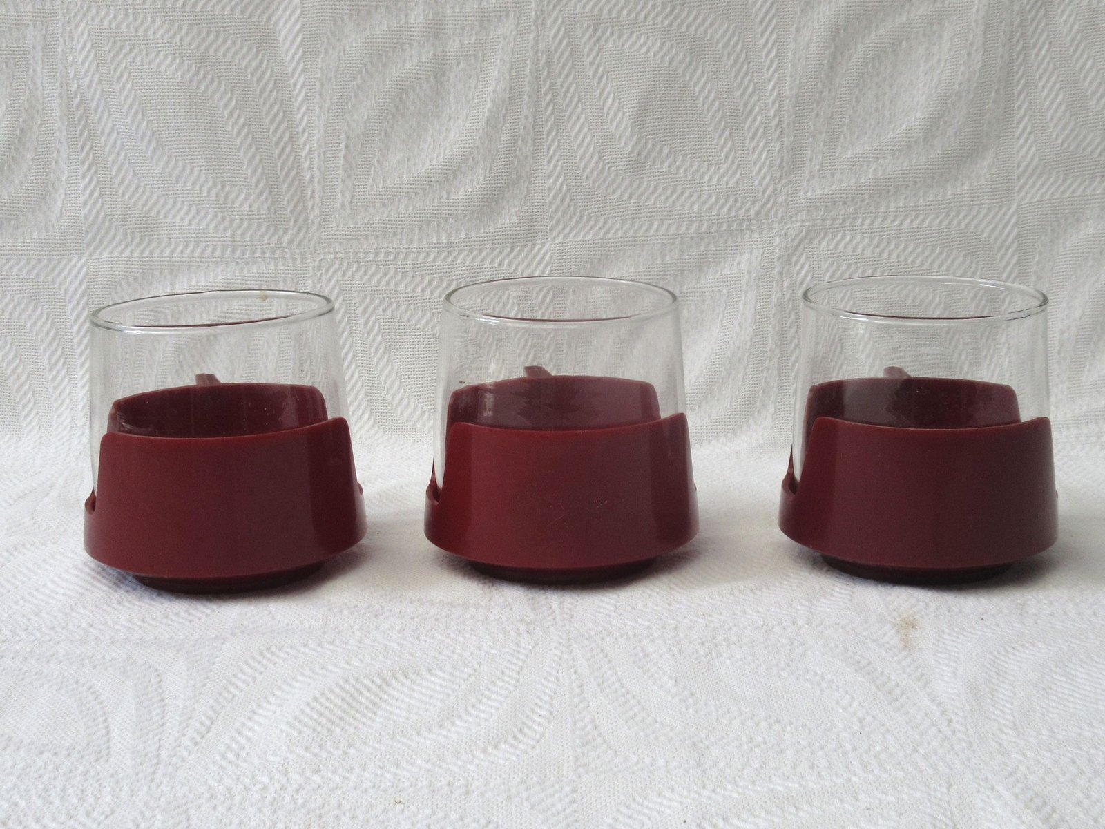 Vintage Pyrex Drink Up Cups x3 Maroon Red 70s 80s - Image 4