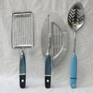 Vintage Skyline Kitchen Utensils Blue Mid Century Image