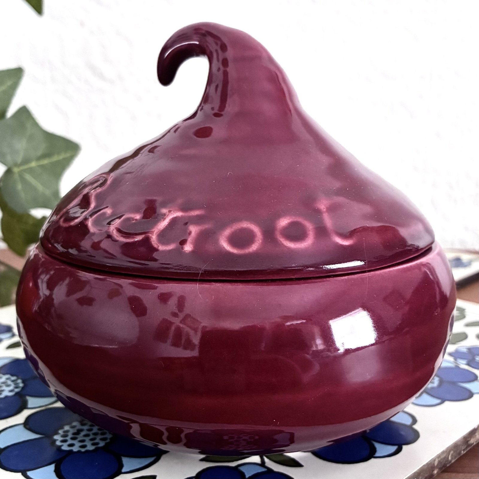 Vintage Ceramic Beetroot Pot with Lid 1970s Image