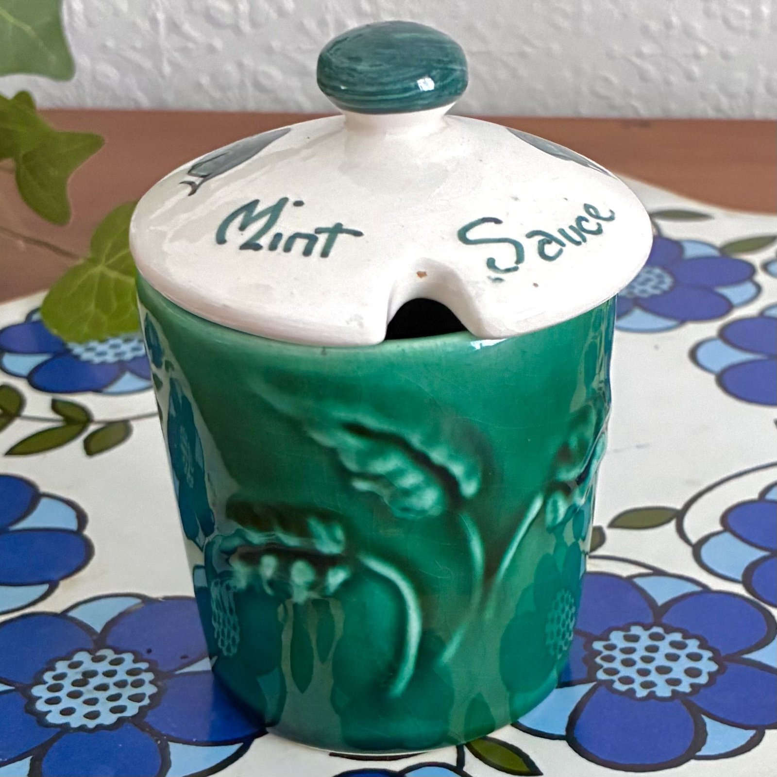 Vintage Ceramic Mint Sauce Pot Toni Raymond 1970s Image