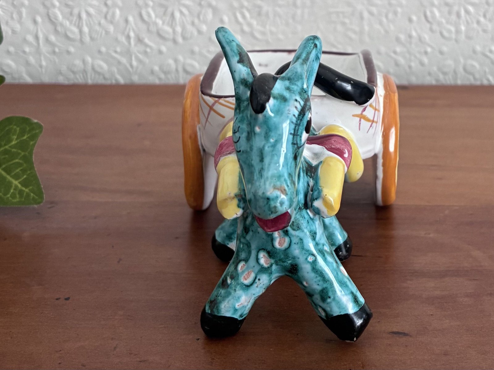 Vintage Kitsch Donkey Cart Ornament Ceramic Italy 60s 70s - Image 4