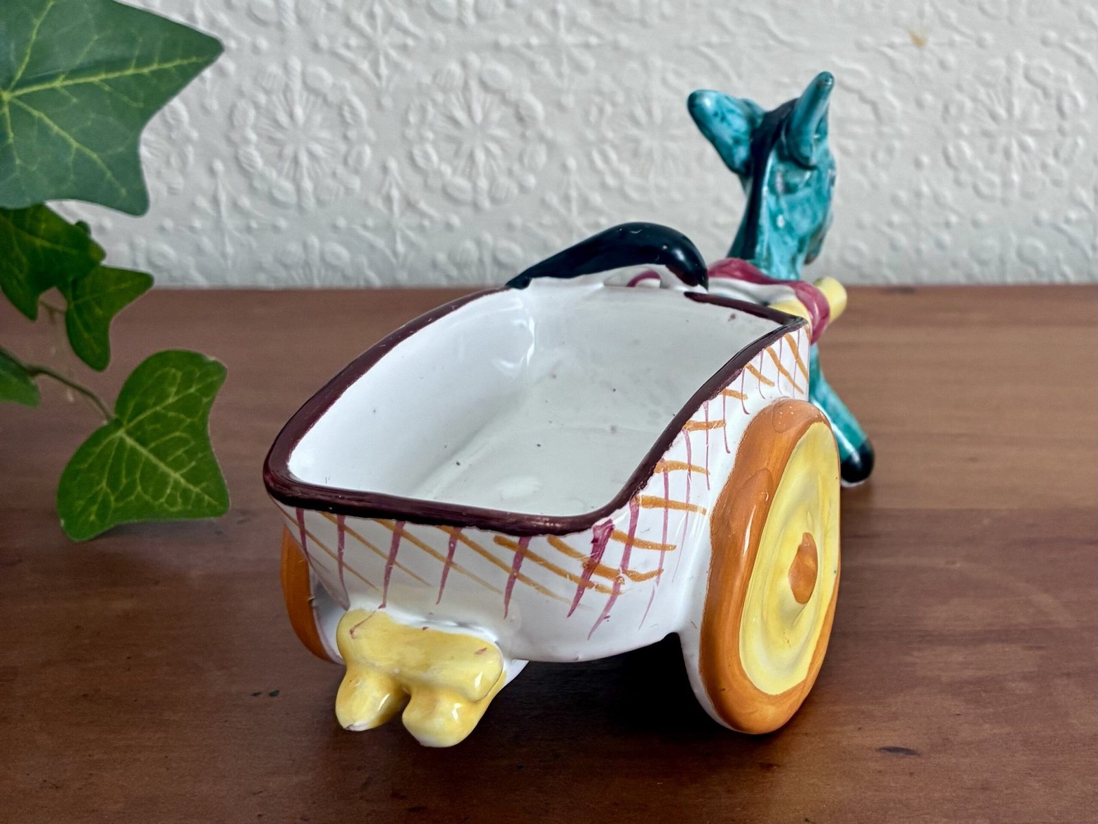 Vintage Kitsch Donkey Cart Ornament Ceramic Italy 60s 70s - Image 6