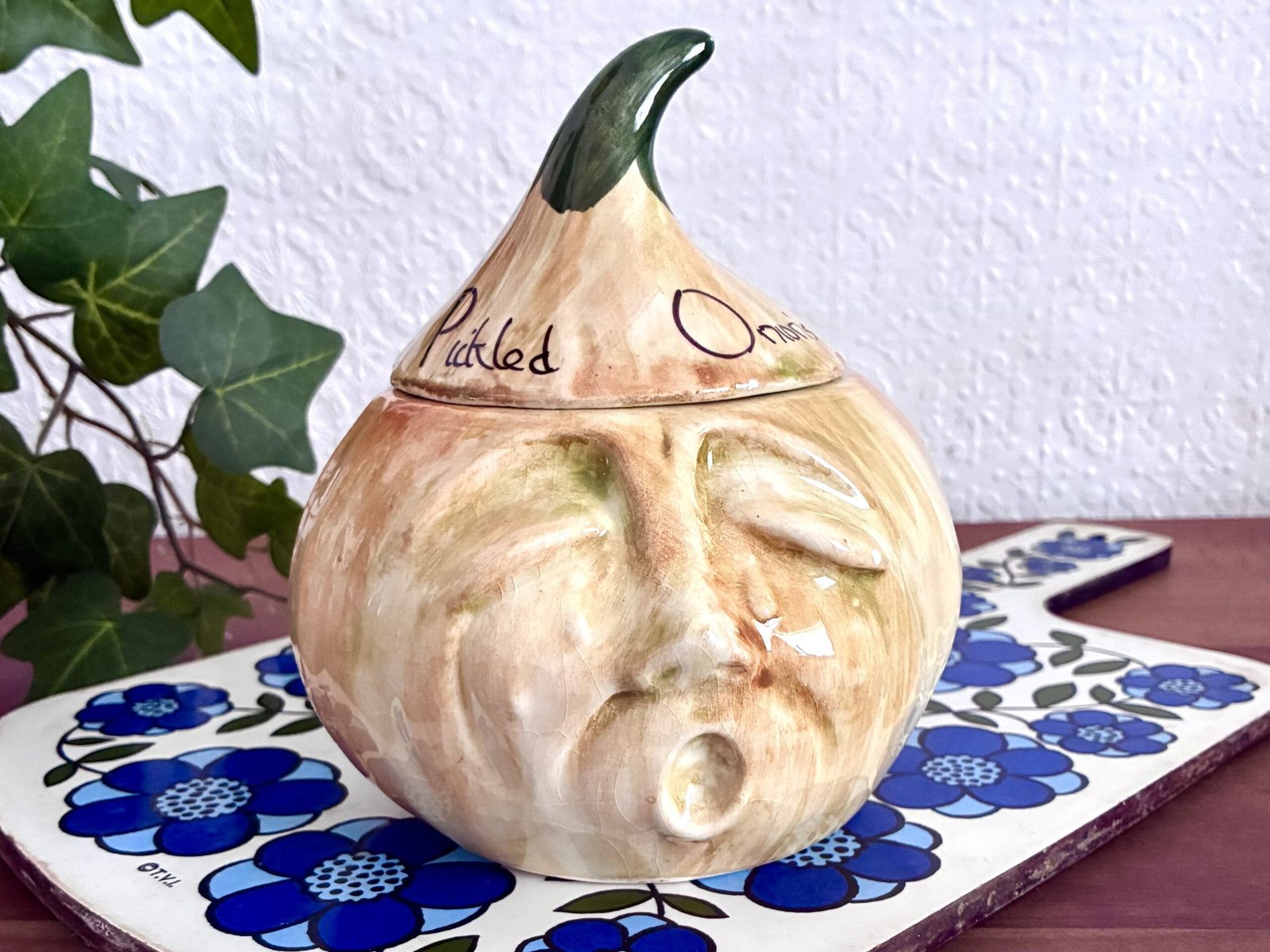 Vintage Ceramic Pickled Onions Face Pot Toni Raymond 1970s - Image 5