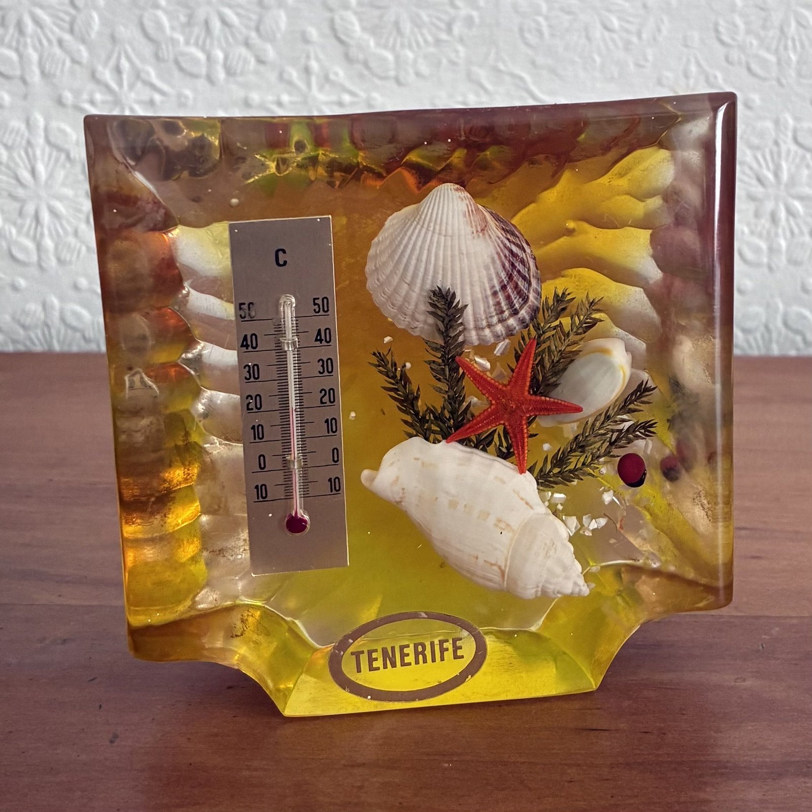 Vintage Lucite Sea Ornament with Thermometer Tenerife 1970s Image