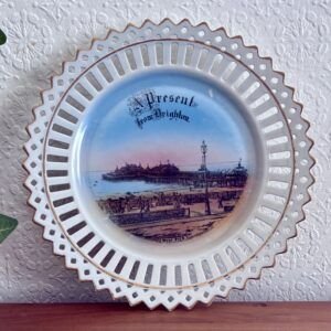 Vintage Ribbon Plate Present From Brighton Souvenir 1910s Image