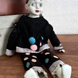 Vintage 80s Pierrot Doll Velvet Pastel Bisque Hands Feet Image