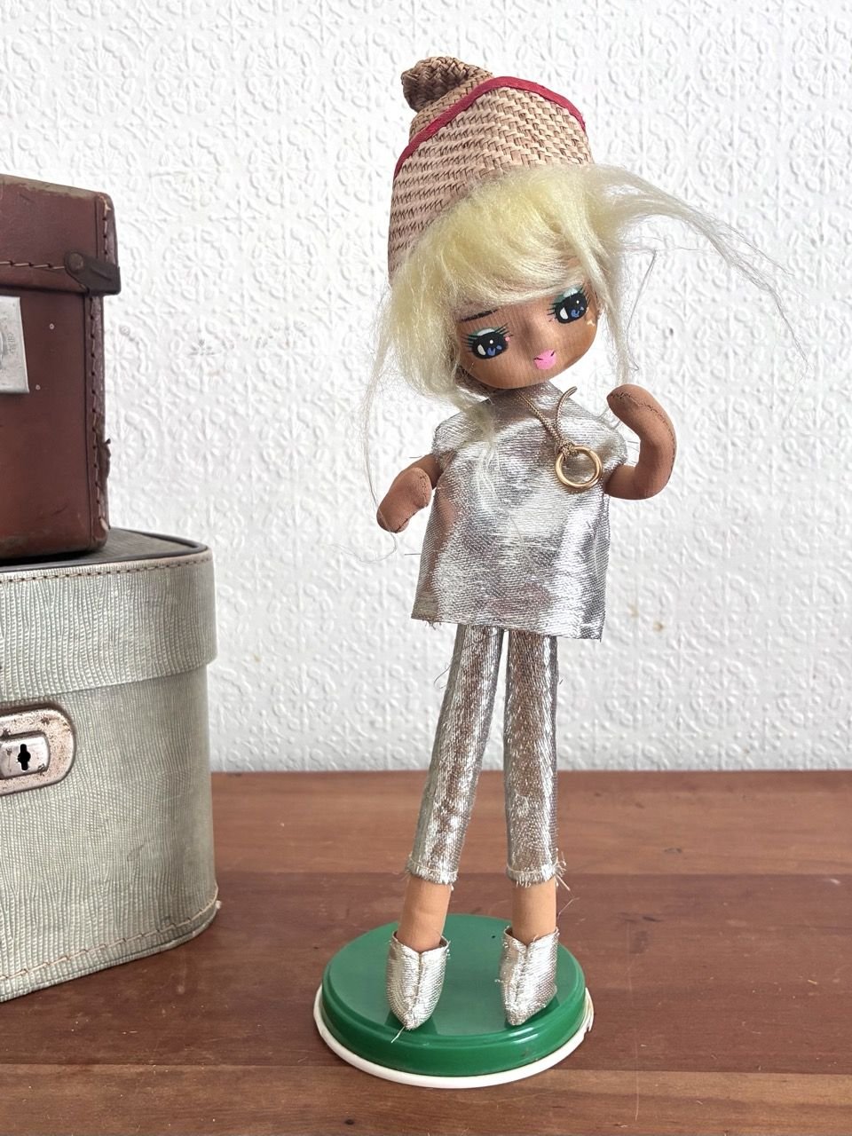 Vintage Bradley Pose Doll Big Eyes Silver Mod Outfit 1960s Image