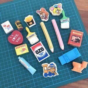 Vintage Collectable Novelty Erasers Character Branding Bundle x17 1980s Image