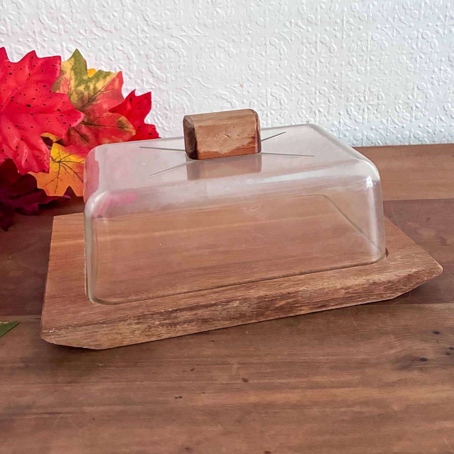 Vintage Danish Modern Teak Plastic Butter Dish 1970s - Image 4