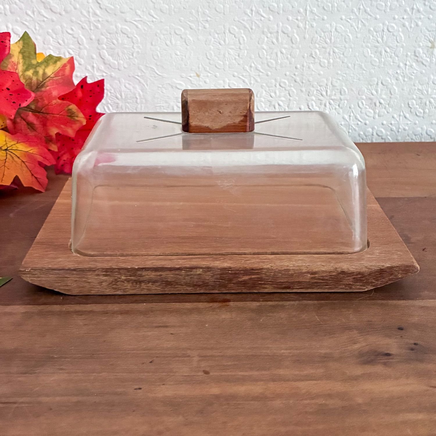 Vintage Danish Modern Teak Plastic Butter Dish 1970s - Image 3