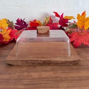 Vintage Danish Modern Teak Plastic Butter Dish 1970s Image