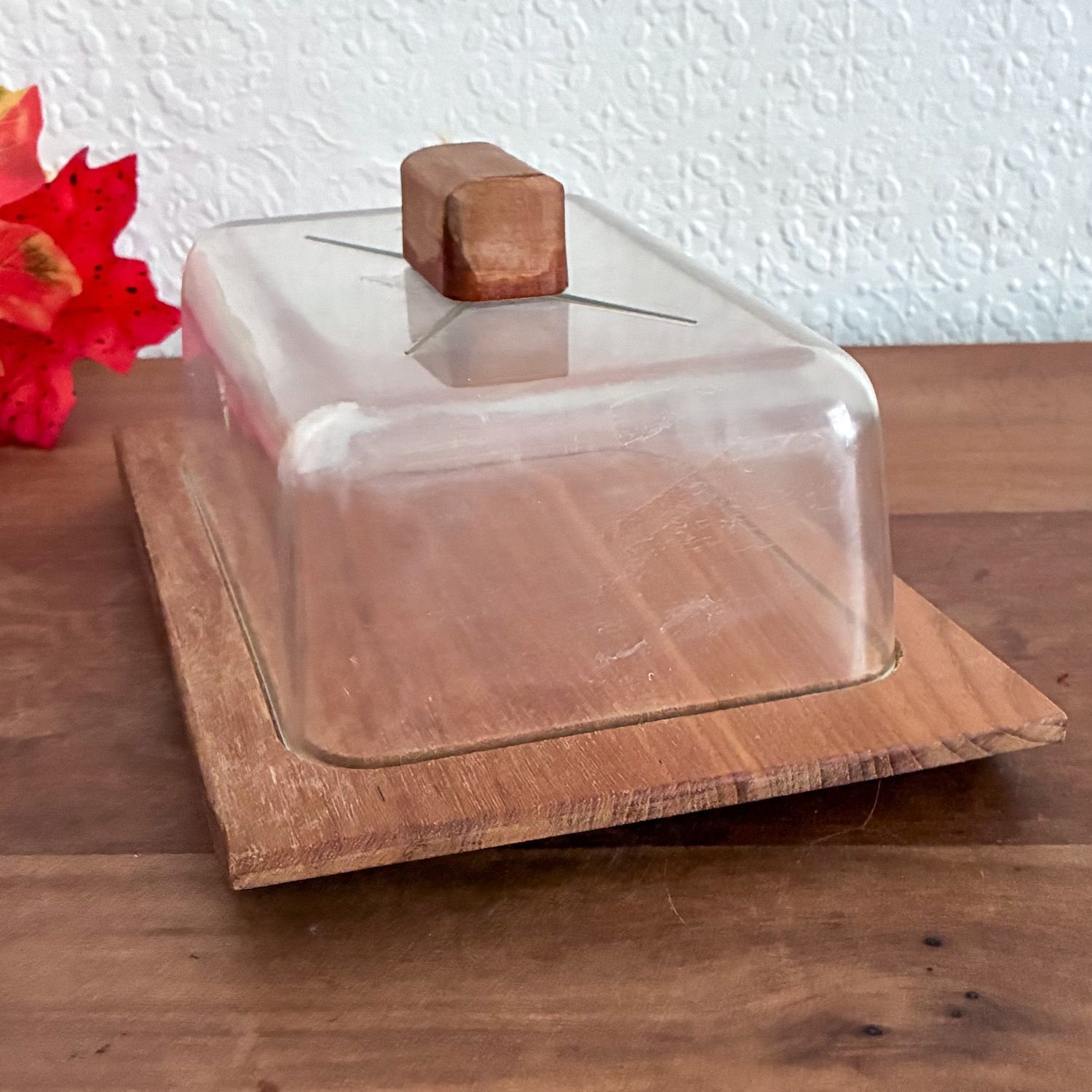 Vintage Danish Modern Teak Plastic Butter Dish 1970s - Image 2