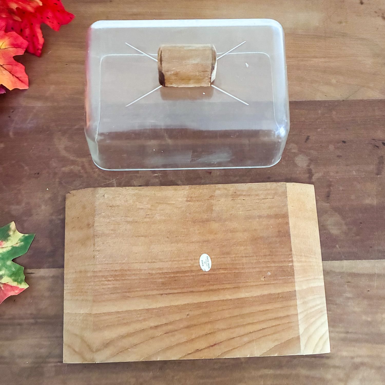 Vintage Danish Modern Teak Plastic Butter Dish 1970s - Image 6