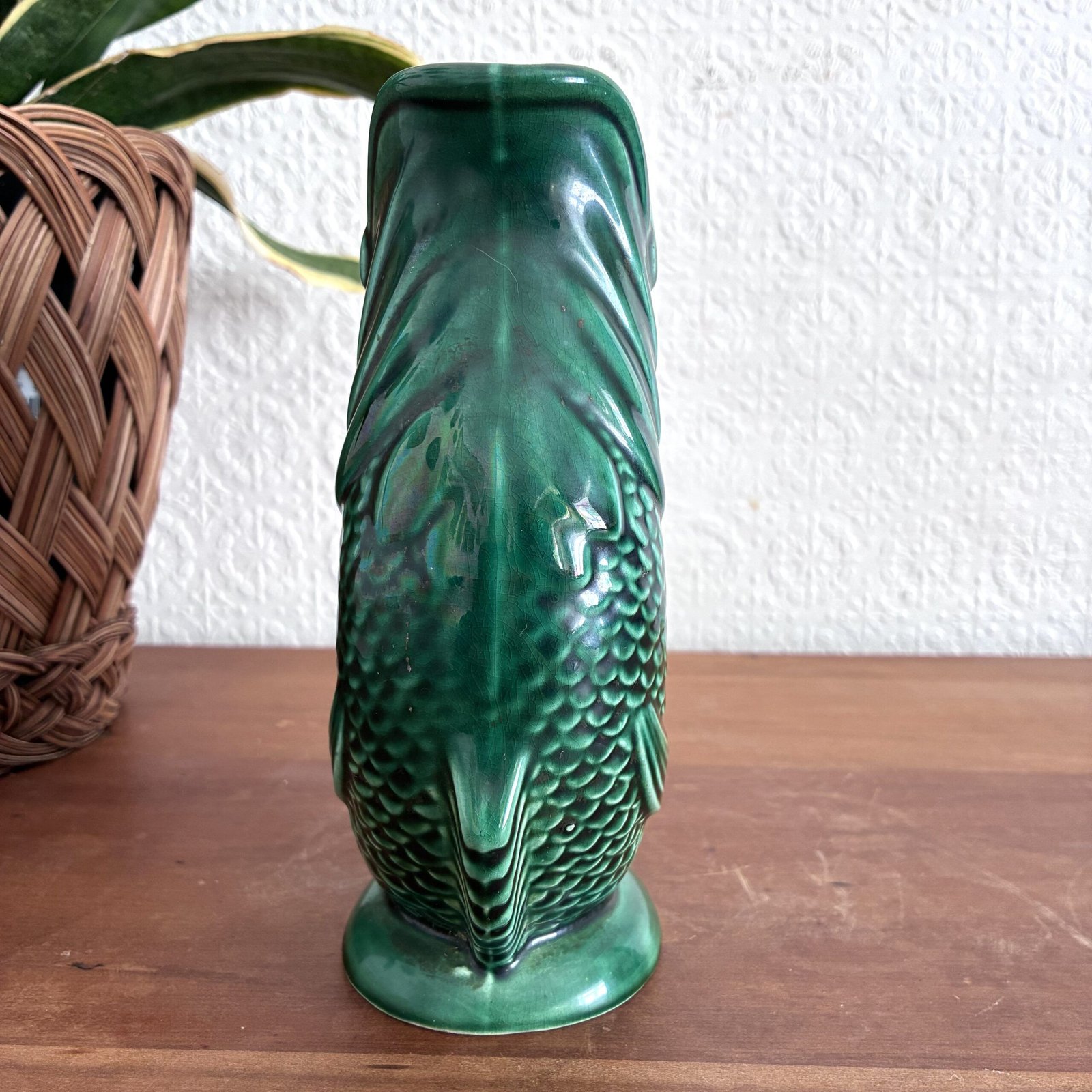 Vintage Fish Glug Jug Dartmouth Pottery Green 7 Inch 50s 60s - Image 2