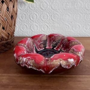 Vintage French Vallauris Pottery Red & Brown Ceramic Ashtray Bowl 60s 70s Image