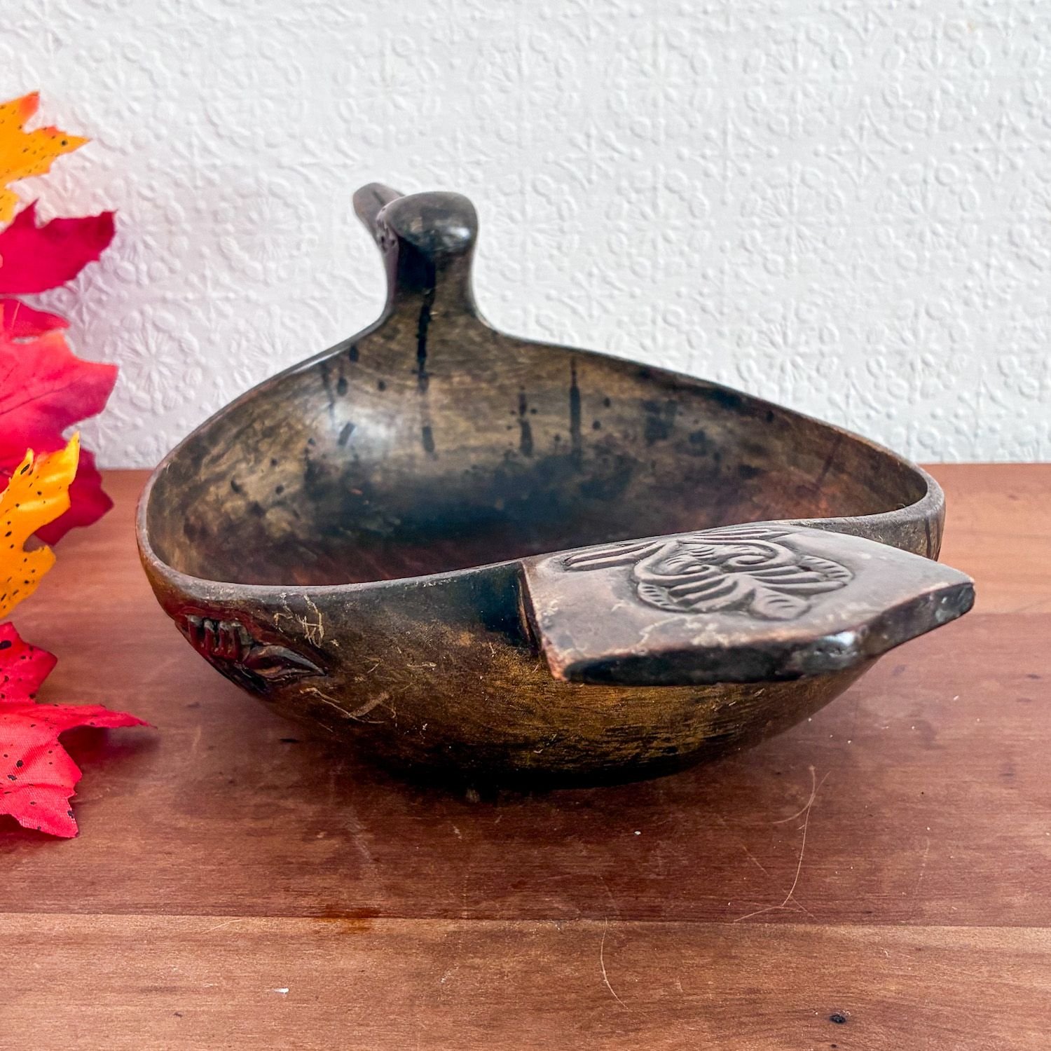 Vintage Scandinavian Hand Carved Wooden Ale Bowl 1970s - Image 5