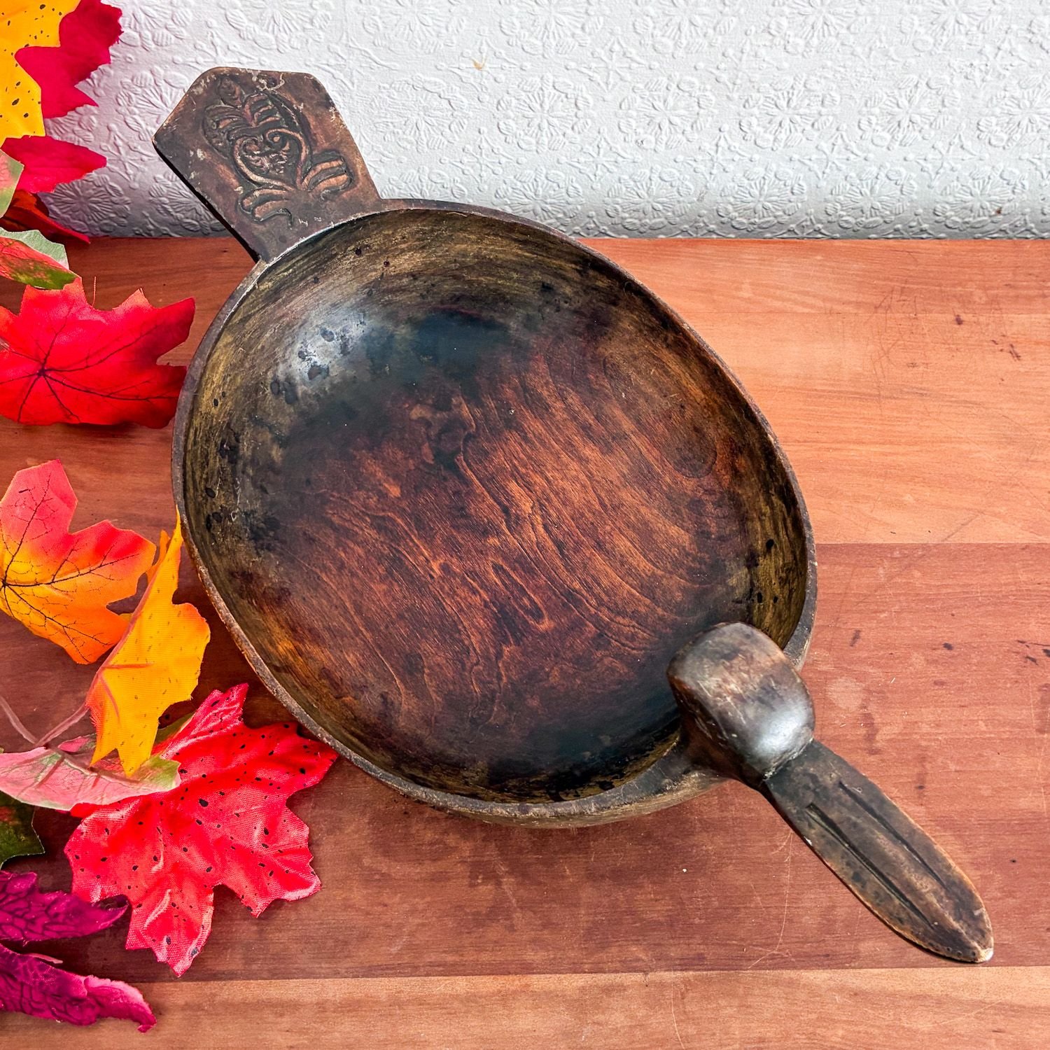 Vintage Scandinavian Hand Carved Wooden Ale Bowl 1970s - Image 2