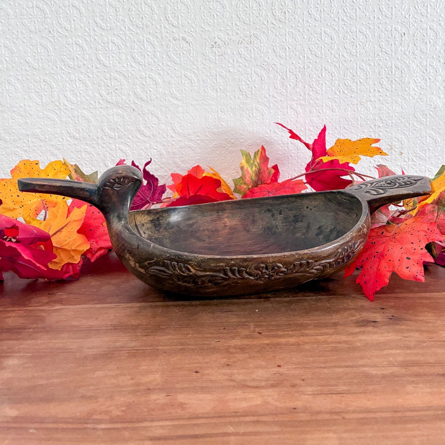 Vintage Scandinavian Hand Carved Wooden Ale Bowl 1970s Image