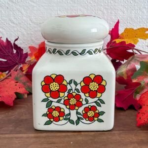 Vintage Taunton Vale Red Daisy Storage Jar 1970s Image
