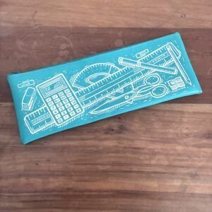 Vintage WH SmithLarge Green Pencil Case School Supplies Print 1980s Image