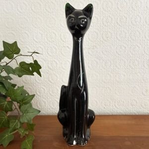 Vintage Ceramic Long Neck Siamese Cat Vase 1950s Image
