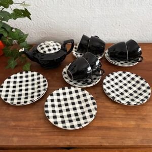 Vintage Myott Pottery Checkers Ceramic Tableware 1950s Image