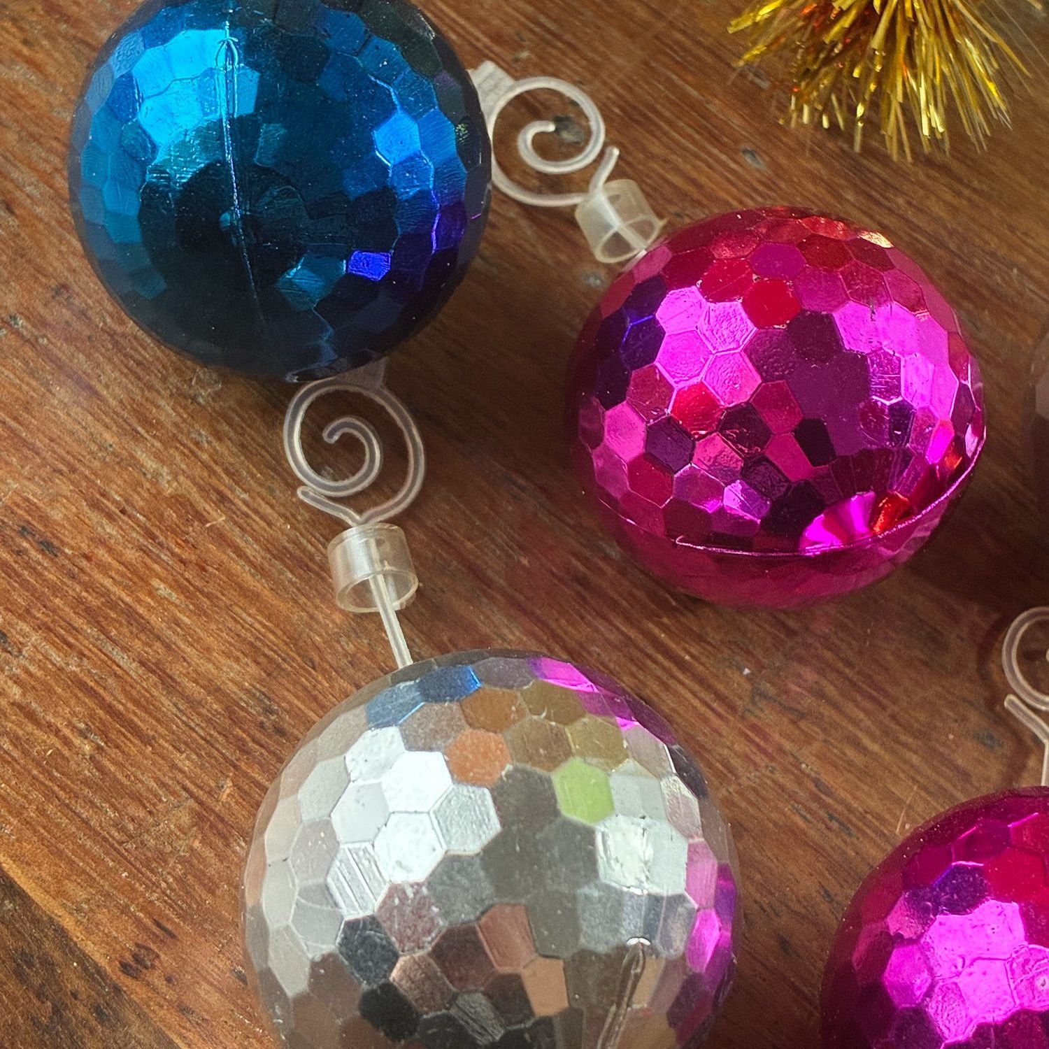 Vintage Faceted Disco Ball Christmas Baubles Set 1970s - Image 4
